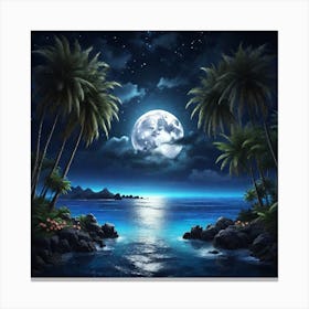 Leonardo Diffusion Xl Bright Full Moon With The Sea In The Mid 0 Canvas Print