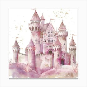 Pink Watercolor Fairy Castle Canvas Print