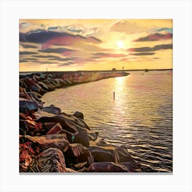 Sunset At The Pier Print Canvas Print