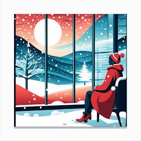Christmas Window 7 vector art Canvas Print