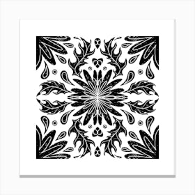 Black And White Floral Pattern 8 Canvas Print