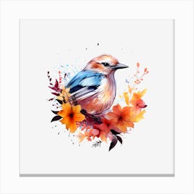 Bird With Flowers Canvas Print