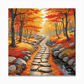 Whimsical Fall In Forest Road Art Print (4) Canvas Print