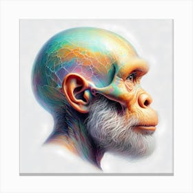 Prehistoric Head With Translucent Effect Colorful Detail Painting Canvas Print