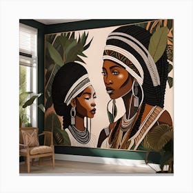 African Woman Bohemian Wall Art Canvas Print
