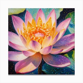 Pointillist on metal "Flower of Lotus" 4 Canvas Print