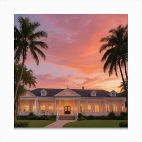 Sunset At The Mansion Canvas Print