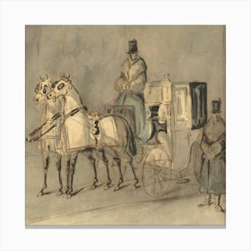 Drawing Of A Horse Drawn Carriage Canvas Print