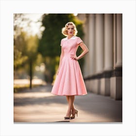 Girl In A Pink Dress Canvas Print