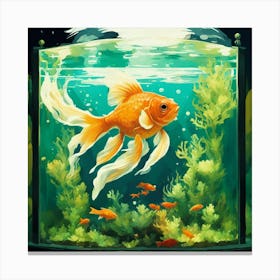 Goldfish In Aquarium 2 Canvas Print