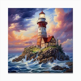 Lighthouse At Sunset 20 Canvas Print