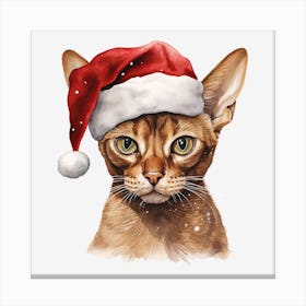 Sassy Cat In Santa Hat Canvas Print