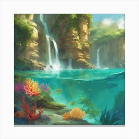 Waterfalls And Corals Canvas Print