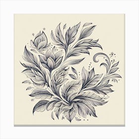 Floral Pattern In Black And White Canvas Print