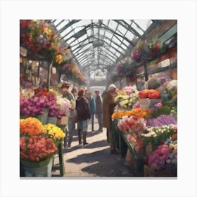 Flower Market London Art Print 1 Canvas Print