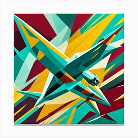 Futuristic Military Plane Fragmented Cubism Style Canvas Print