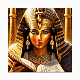 Pharaoh Reading A Book Canvas Print