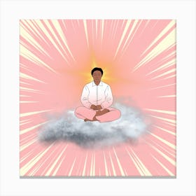 Meditate in The Clouds - Pink/Grey/Yellow Canvas Print