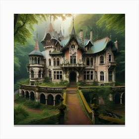 Gorgeous Abandoned Medieval Mansion In A Fairytale Forest 1 Canvas Print