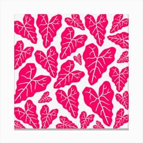 Pink Leaves Pattern Canvas Print