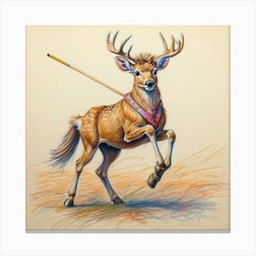 Deer With A Stick 2 Canvas Print