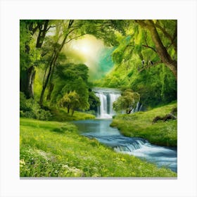 Waterfall In The Forest Canvas Print