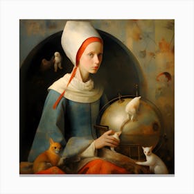 Woman With Cats Canvas Print