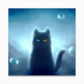 Black Cat With Blue Eyes Canvas Print