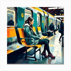 Woman Waiting For A Train Canvas Print