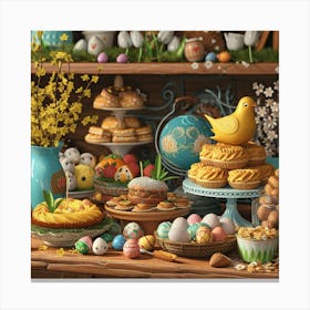 Easter Table Canvas Print