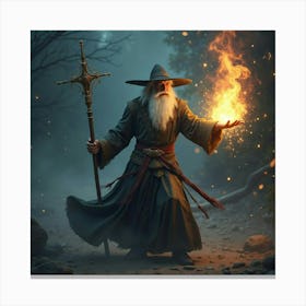 A Sorcerer Casting A Powerful Spell With Glowing Energy 1 Canvas Print