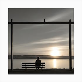 Sunset On A Bench 1 Canvas Print