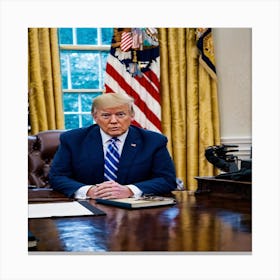 President Trump At The Oval Office Canvas Print