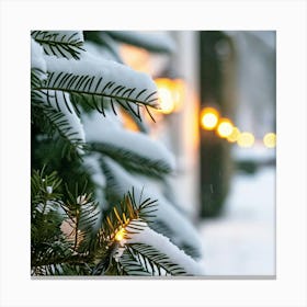 Christmas Tree In The Snow 5 Canvas Print