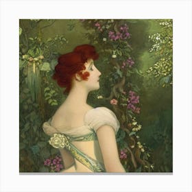 Lady In A Garden Canvas Print