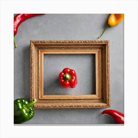 Peppers In A Frame 10 Canvas Print