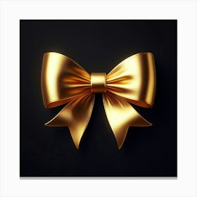 Golden Bow On Black Background 1 Canvas Print