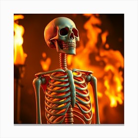 Skeleton On Fire 1 Canvas Print