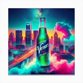 Detroit In Neon Canvas Print