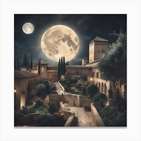 Full Moon In The City Canvas Print
