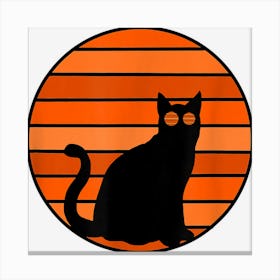 Retro Cat Halloween Canvas Print