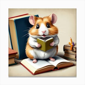 Hamster Reading A Book 17 Canvas Print