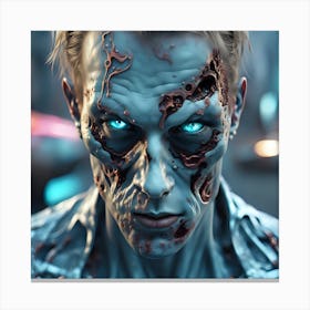 Zombie Man With Blue Eyes Canvas Print