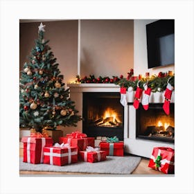 Christmas Tree With Presents 13 Canvas Print