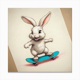 Bunny On Skateboard 4 Canvas Print