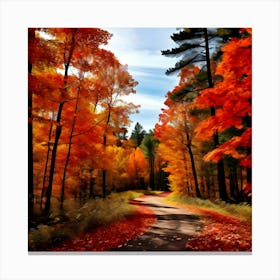 Autumn Leaves On The Road Canvas Print