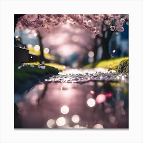 Sunlight on Water and Cherry Blossom Canvas Print