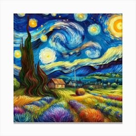 Starry Night at Dreams Farm - Van Gogh Style Canvas Print
