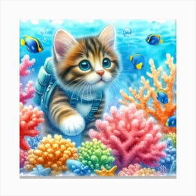 Kitten Under The Sea Canvas Print