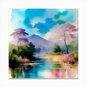 Watercolor Of A River 2 Canvas Print